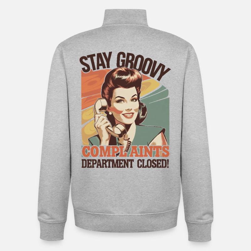 Stay Groovy Retro Plaintes fermées - Sweat zippé unisexe en coton bio Stanley/Stella - gris chiné