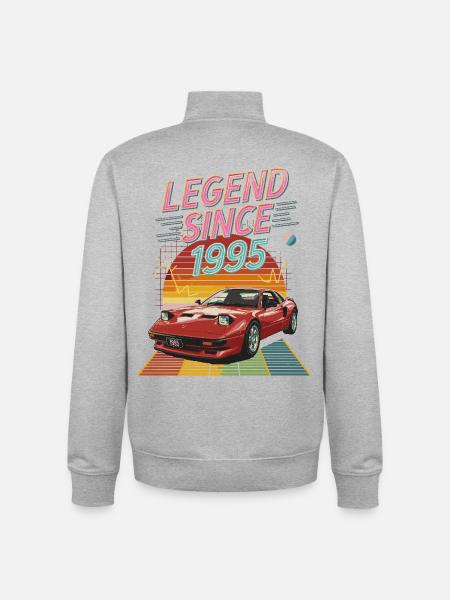 Legend Since 1995 Retro Car Art - Unisex Organic Zip Sweatshirt by Stanley/Stella - heather grey