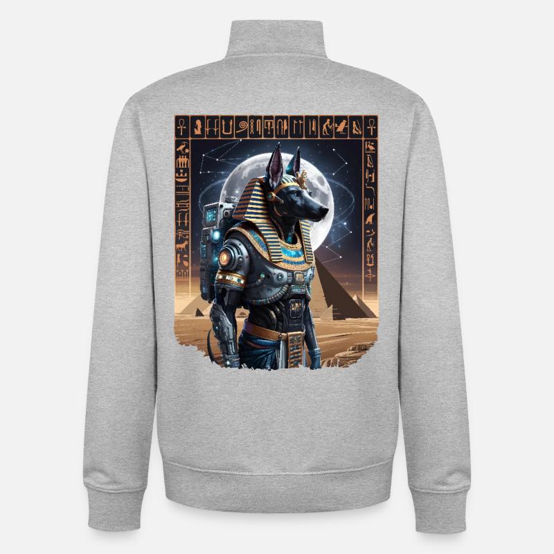 Antikes Anubis-Astronauten-Sci-Fi-Design - Unisex Organic Zip Sweatshirt von Stanley/Stella - Grau meliert