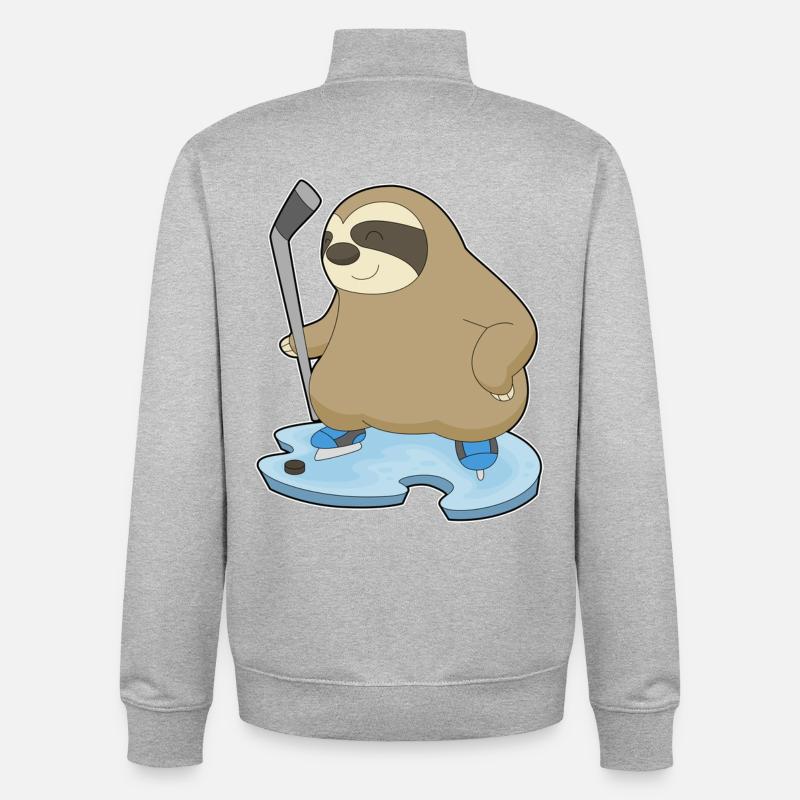 Faultier Eishockey Eishockeyschläger - Unisex Organic Zip Sweatshirt von Stanley/Stella - Grau meliert