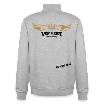 Jugendweihe Gästebuch - Jugendweihe 2026 - Unisex Organic Zip Sweatshirt von Stanley/Stella - Grau meliert - Hinten - AI Model Male 185 light (185cm)