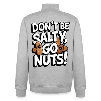 Don't Be Salty Go Nuts Funny Pun - Unisex Organic Zip Sweatshirt by Stanley/Stella - heather grey - Back - AI Model Male 185 light (185cm)