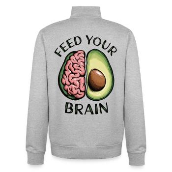 Nourrissez votre cerveau avocat illustration - Sweat zippé unisexe en coton bio Stanley/Stella - gris chiné - Dos - AI Model Male 185 light (185cm)