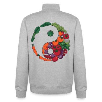 Yin Yang Gemüse Balance Kunst - Unisex Organic Zip Sweatshirt von Stanley/Stella - Grau meliert - Hinten - AI Model Male 185 light (185cm)