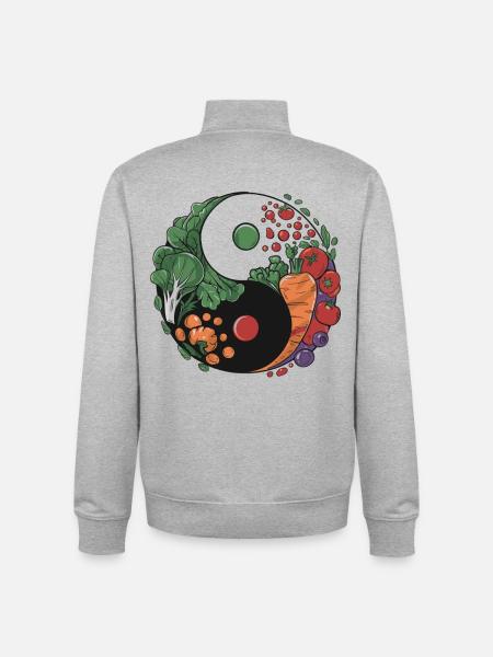 Yin Yang Vegetable Balance - Unisex Organic Zip Sweatshirt by Stanley/Stella - heather grey