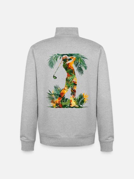 Golfer Cartoon Look - Unisex Organic Zip Sweatshirt by Stanley/Stella - heather grey