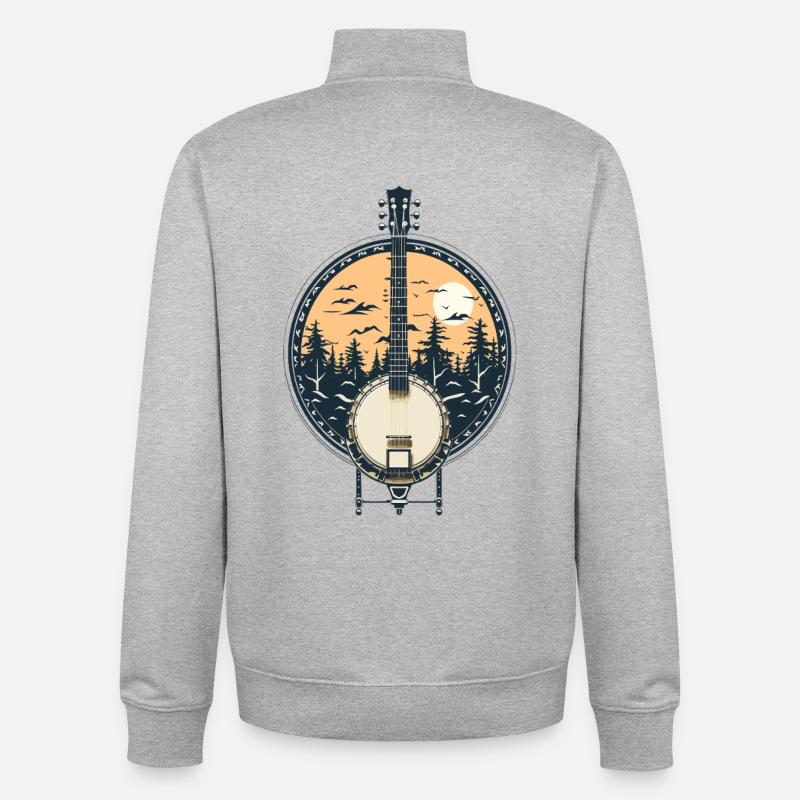 Graphiques Banjo - Sweat zippé unisexe en coton bio Stanley/Stella - gris chiné