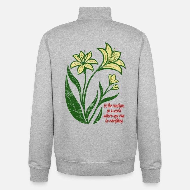 Blumen - Frühling - Be the sunshine - Spruch - Unisex Organic Zip Sweatshirt von Stanley/Stella - Grau meliert