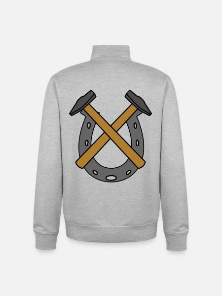 Horseshoe Blacksmith Horse - Unisex Organic Zip Sweatshirt by Stanley/Stella - heather grey