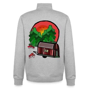 Bauwagen Natur Urlaubsreif Camping Campen - Unisex Organic Zip Sweatshirt von Stanley/Stella - Grau meliert - Hinten - AI Model Male 185 light (185cm)
