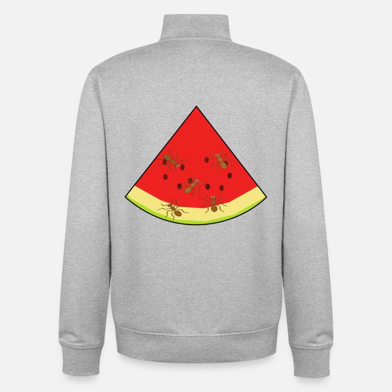 melon, été, fourmis, fourmi, insecte - Sweat zippé unisexe en coton bio Stanley/Stella - gris chiné