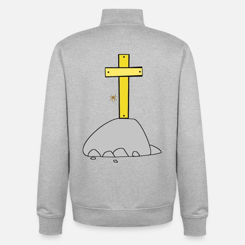 Halloween Croix Croix Araignée - Sweat zippé unisexe en coton bio Stanley/Stella - gris chiné