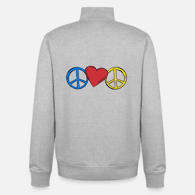 Peace Herz Frieden - Unisex Organic Zip Sweatshirt von Stanley/Stella - Grau meliert