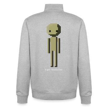High Resolution Lustig Pixelart Männchen Geschenk - Unisex Organic Zip Sweatshirt von Stanley/Stella - Grau meliert - Hinten - AI Model Male 185 light (185cm)