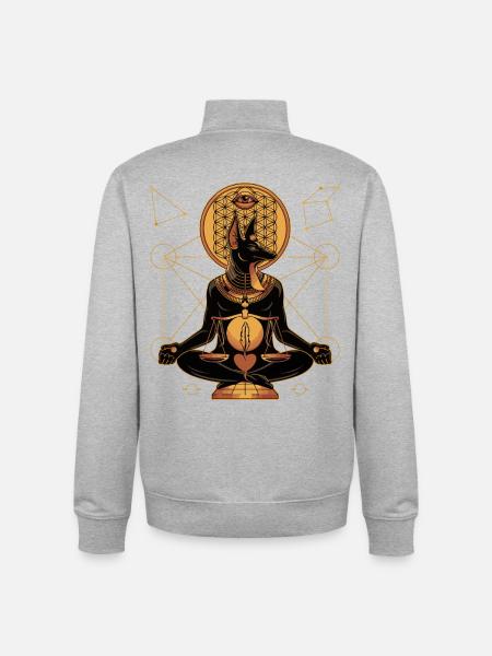 Anubis Ancient Egypt Sacred Geometry Balance - Unisex Organic Zip Sweatshirt by Stanley/Stella - heather grey
