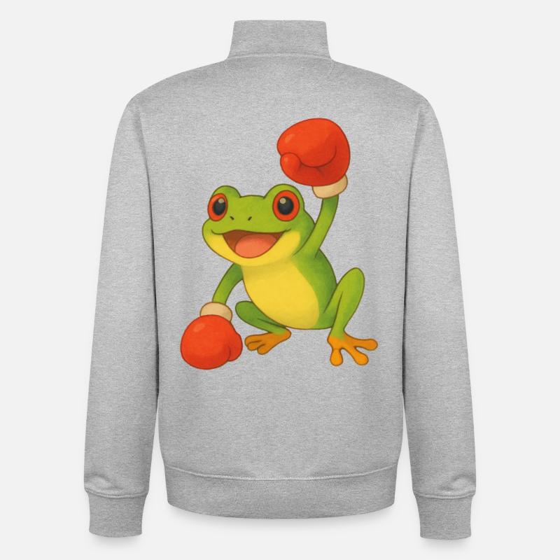 Frosch mit Boxhandschuhen - Unisex Organic Zip Sweatshirt von Stanley/Stella - Grau meliert