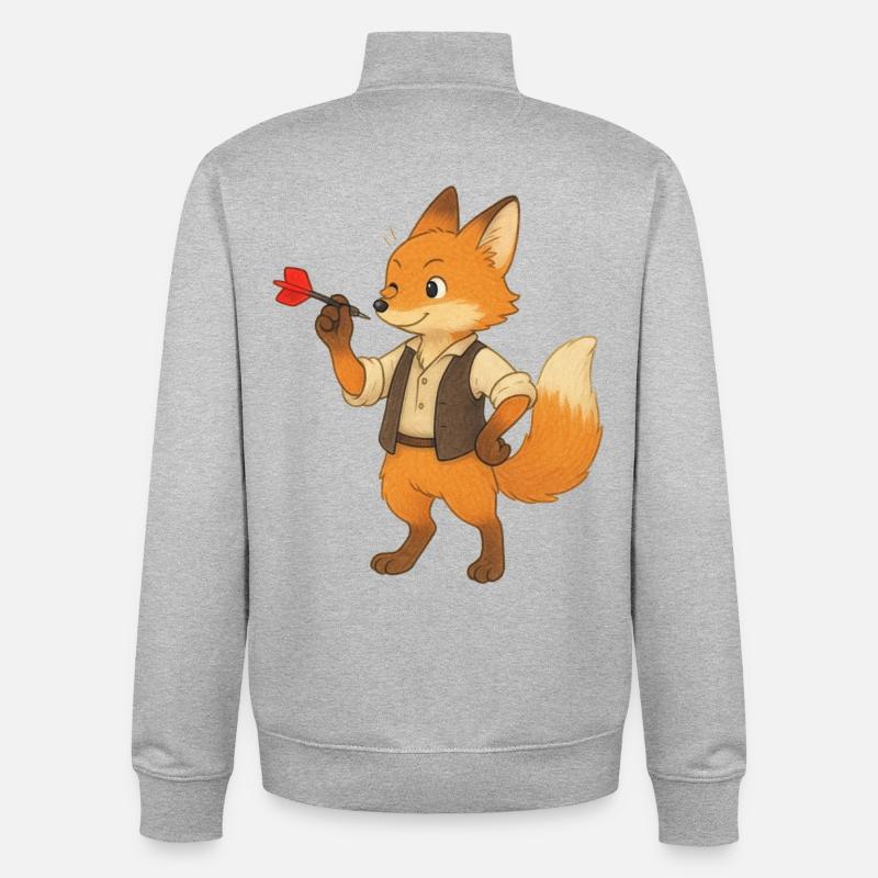 Fuchs beim Darten - Unisex Organic Zip Sweatshirt von Stanley/Stella - Grau meliert