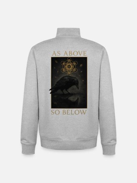 Som ovenfor så nedenfor Raven Metatrons terningkunst - Stanley/Stella unisex sweatshirt med lynlås i økologisk - grå meleret