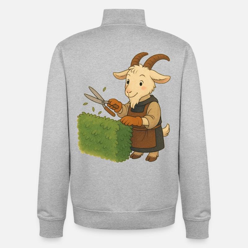 Une chèvre comme jardinier - Sweat zippé unisexe en coton bio Stanley/Stella - gris chiné