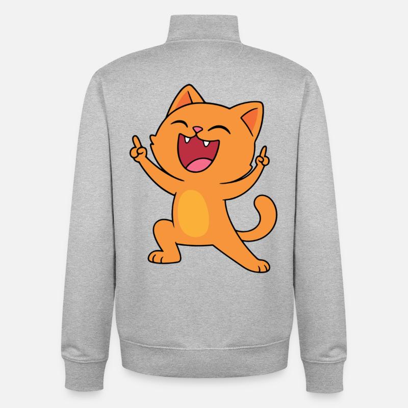 Gute-Laune-Katze - Unisex Organic Zip Sweatshirt von Stanley/Stella - Grau meliert