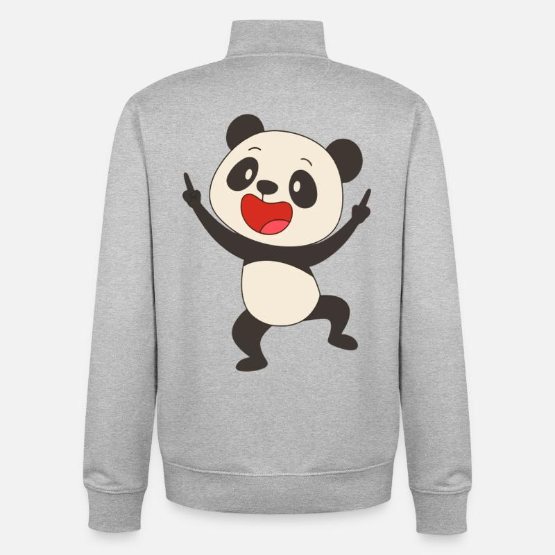 Happy Panda Dance - Unisex Organic Zip Sweatshirt von Stanley/Stella - Grau meliert