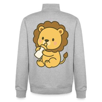 Milk King Cub - Lion Baby with Bottle - Unisex Organic Zip Sweatshirt by Stanley/Stella - heather grey - Back - AI Model Male 185 light (185cm)