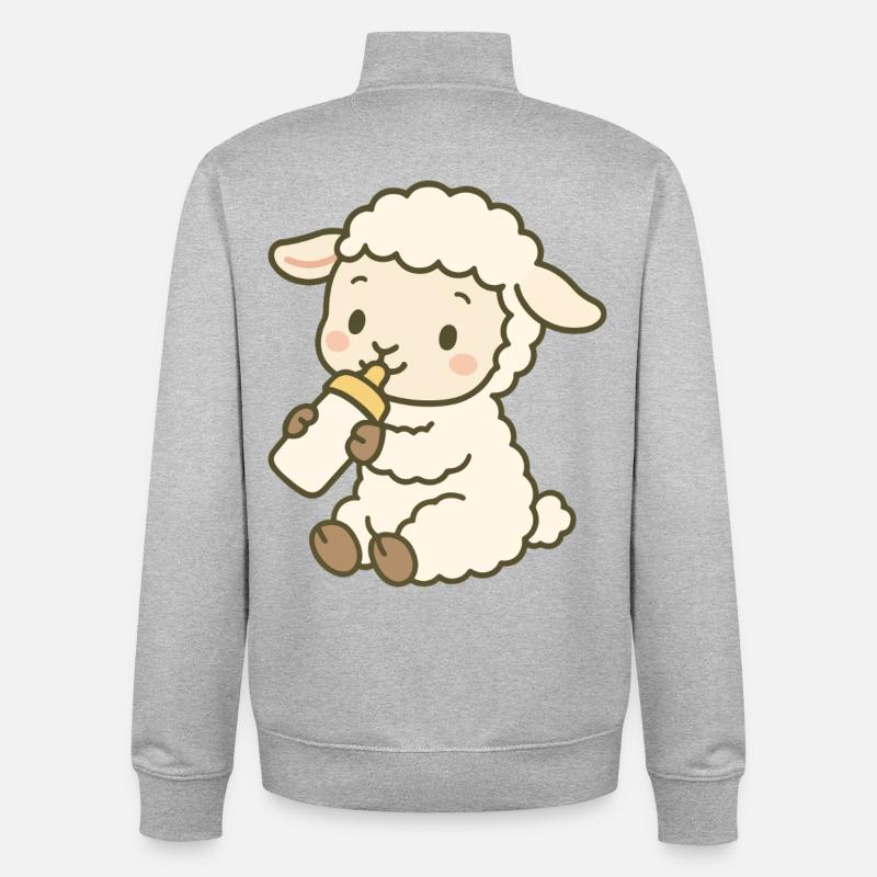 Lämmchen mit Milchflasche - Little Lamb Sip - Unisex Organic Zip Sweatshirt von Stanley/Stella - Grau meliert