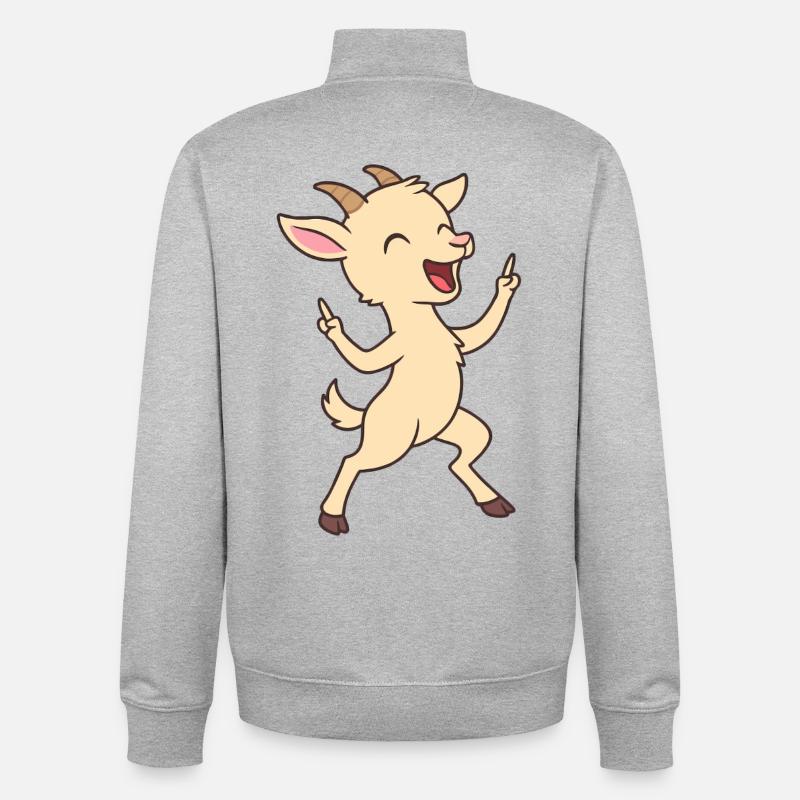 Chevreau dansant chèvre - Sweat zippé unisexe en coton bio Stanley/Stella - gris chiné