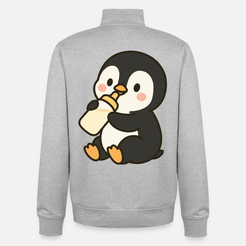Fläschchen-Pinguin - Unisex Organic Zip Sweatshirt von Stanley/Stella - Grau meliert