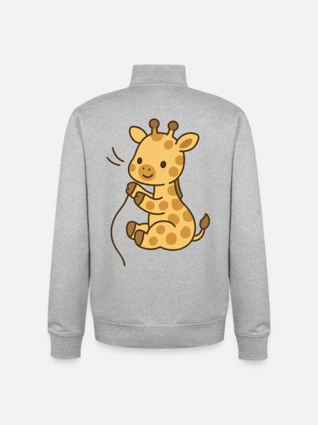 Kuschel-Giraffe Babyglück - Unisex Organic Zip Sweatshirt von Stanley/Stella - Grau meliert