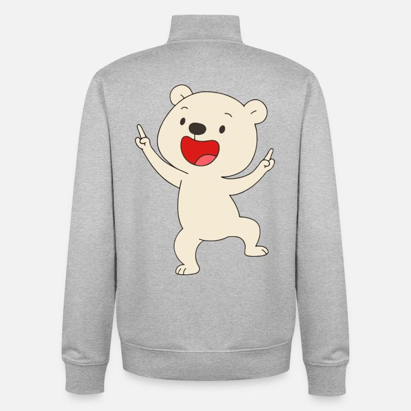 Tanzender Eisbär - Unisex Organic Zip Sweatshirt von Stanley/Stella - Grau meliert