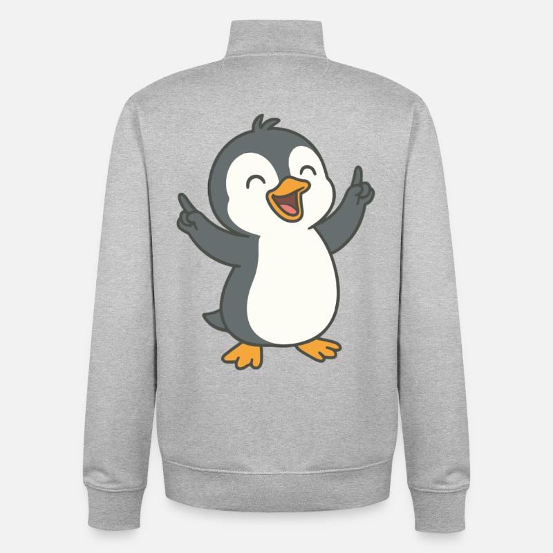Pingouin dansant - Sweat zippé unisexe en coton bio Stanley/Stella - gris chiné