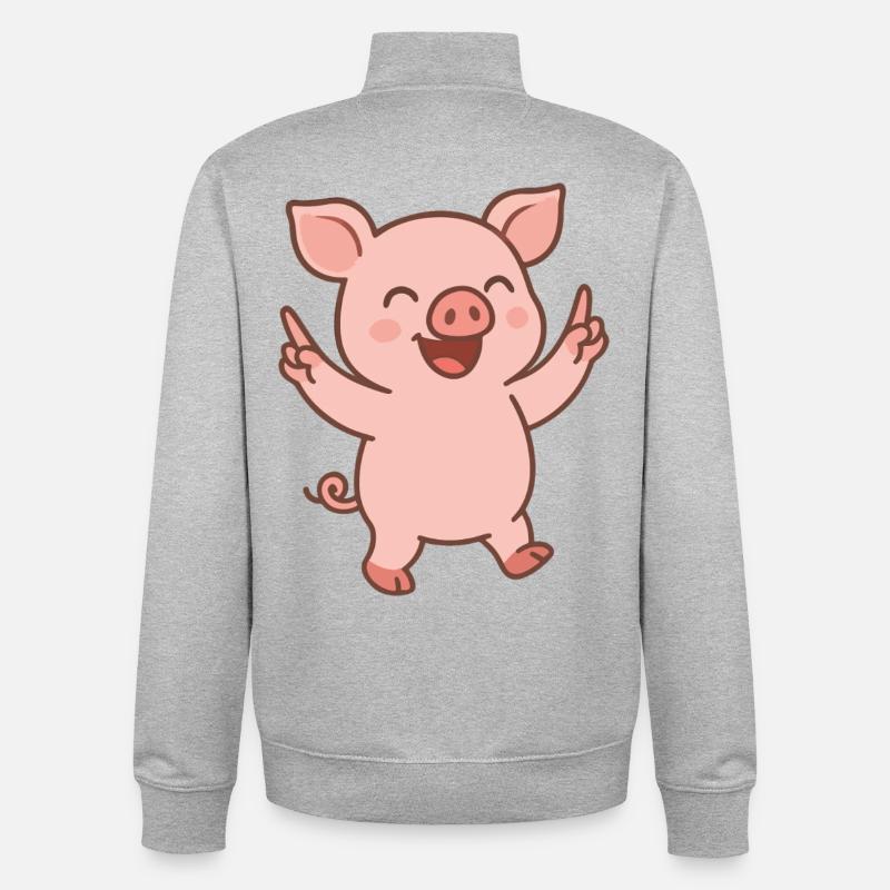 Happy Ferkel - Unisex Organic Zip Sweatshirt von Stanley/Stella - Grau meliert