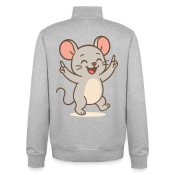 Lucky Mouse - Unisex Organic Zip Sweatshirt by Stanley/Stella - heather grey - Back - AI Model Male 185 light (185cm)