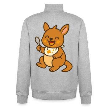 Futtern mit dem Kängurubaby - Unisex Organic Zip Sweatshirt von Stanley/Stella - Grau meliert - Hinten - AI Model Male 185 light (185cm)