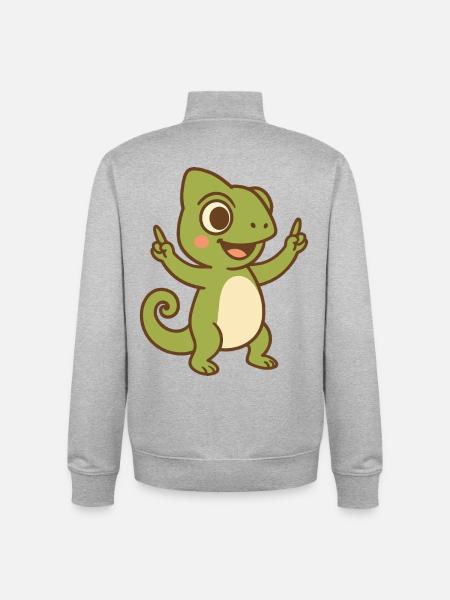 Bébé caméléon heureux - Sweat zippé unisexe en coton bio Stanley/Stella - gris chiné
