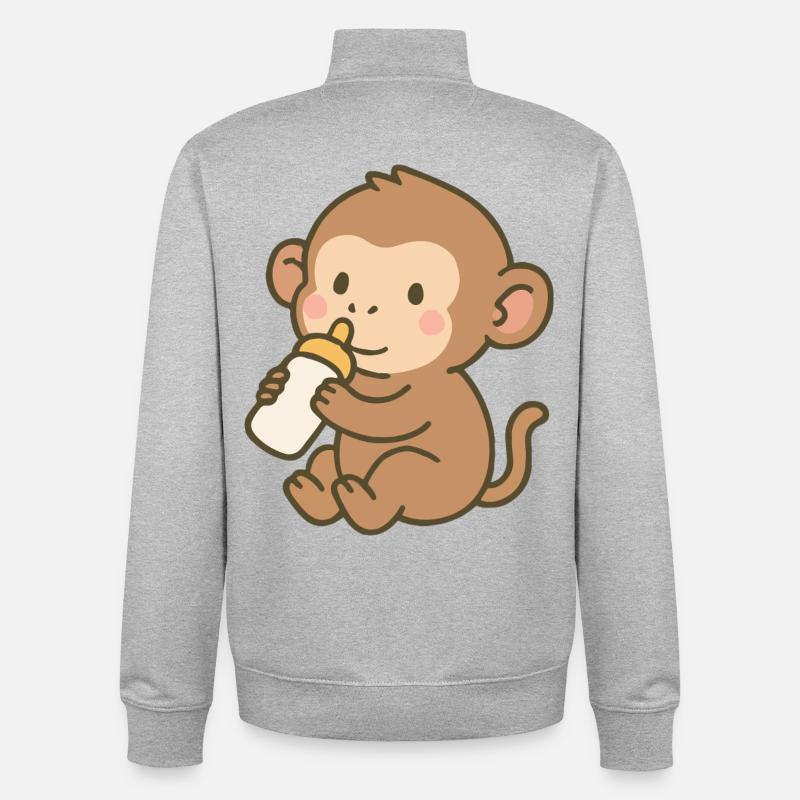 Flacon Singe - Sweat zippé unisexe en coton bio Stanley/Stella - gris chiné