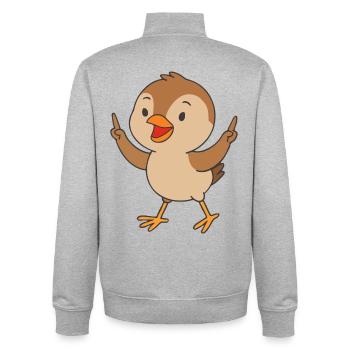 Spaetzle de fête - Sweat zippé unisexe en coton bio Stanley/Stella - gris chiné - Dos - AI Model Male 185 light (185cm)