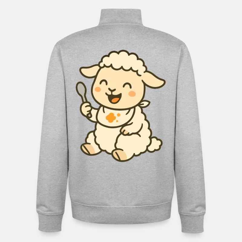 Goûter avec de l’agneau - Sweat zippé unisexe en coton bio Stanley/Stella - gris chiné