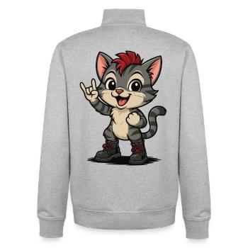 Punk Rock Kätzchen mit Boots - Unisex Organic Zip Sweatshirt von Stanley/Stella - Grau meliert - Hinten - AI Model Male 185 light (185cm)