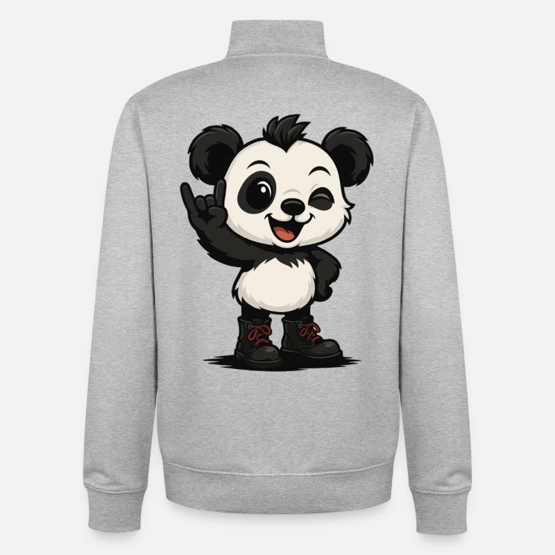 Panda Punk’n’Roll - Unisex Organic Zip Sweatshirt von Stanley/Stella - Grau meliert