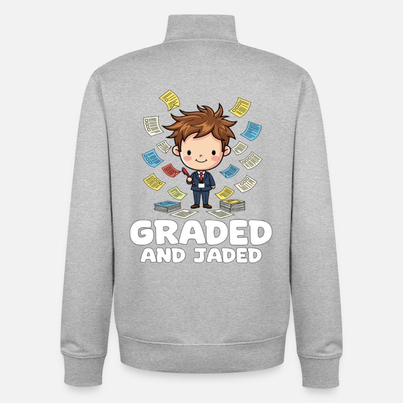 GRADED AND JADED - CADEAU DE L’ENSEIGNANT - Sweat zippé unisexe en coton bio Stanley/Stella - gris chiné