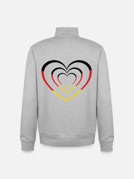 Germany Heart Hearts Retro German - Unisex Organic Zip Sweatshirt by Stanley/Stella - heather grey