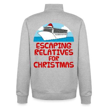 Flucht vor Verwandten für Weihnachten Kreuzfahrtschiff Lustig - Unisex Organic Zip Sweatshirt von Stanley/Stella - Grau meliert - Hinten - AI Model Male 185 light (185cm)