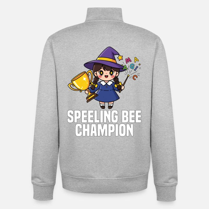 SPEELING BEE CHAMPION - SORCIÈRE HALLOWEEN - Sweat zippé unisexe en coton bio Stanley/Stella - gris chiné