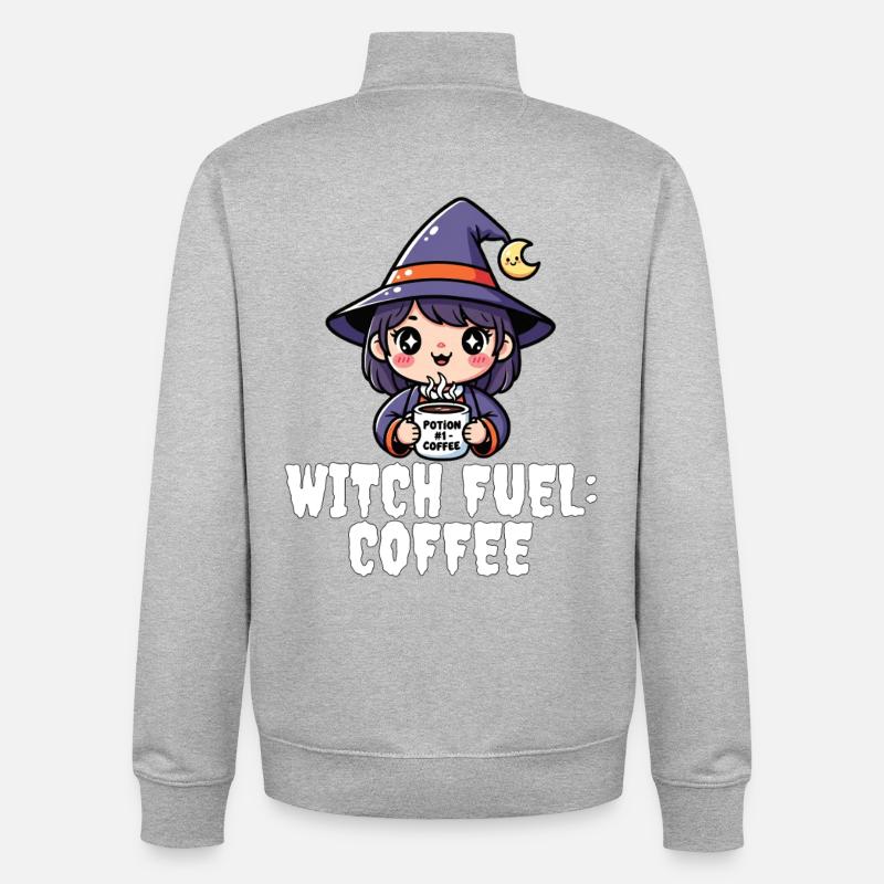 WITCH FUEL KAFFEE - HEXE HALLOWEEN - Unisex Organic Zip Sweatshirt von Stanley/Stella - Grau meliert