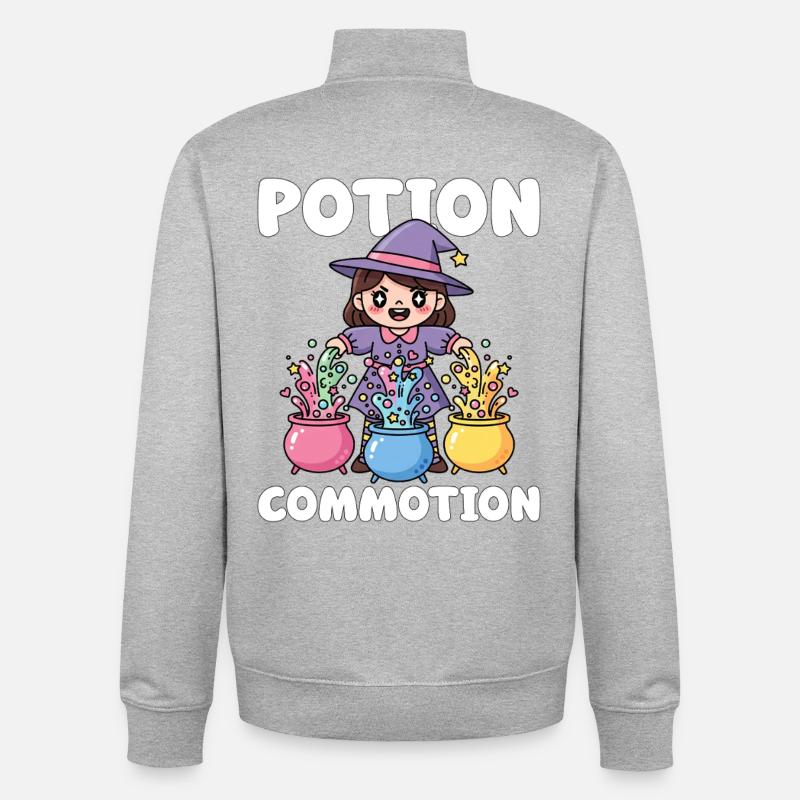 POTION COMMOTION - SORCIÈRE HALLOWEEN - Sweat zippé unisexe en coton bio Stanley/Stella - gris chiné