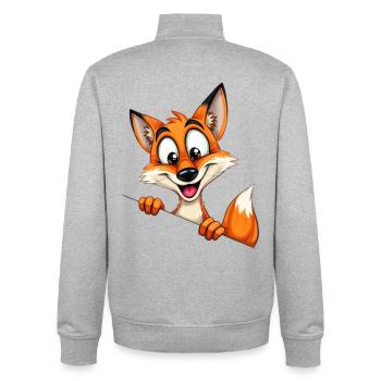 Niedlicher Fuchskarikatur Druck - Unisex Organic Zip Sweatshirt von Stanley/Stella - Grau meliert - Hinten - AI Model Male 185 light (185cm)