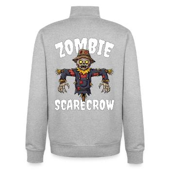 ZOMBIE SCARECROW - ZOMBIE HALLOWEEN - Unisex Organic Zip Sweatshirt by Stanley/Stella - heather grey - Back - AI Model Male 185 light (185cm)