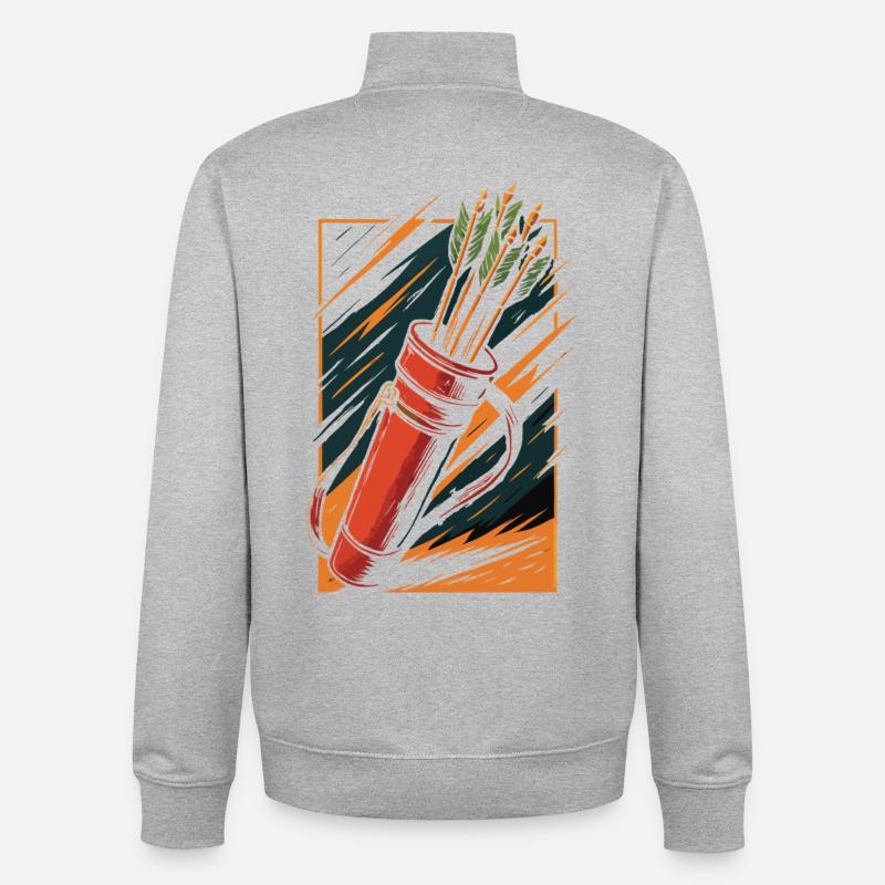Bogenschießen Bogen Köcher Pfeile Design - Unisex Organic Zip Sweatshirt von Stanley/Stella - Grau meliert